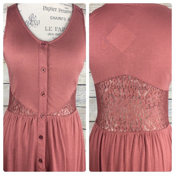 Mine Salmon Colored Button Dress Size Med - Picture 3 of 8